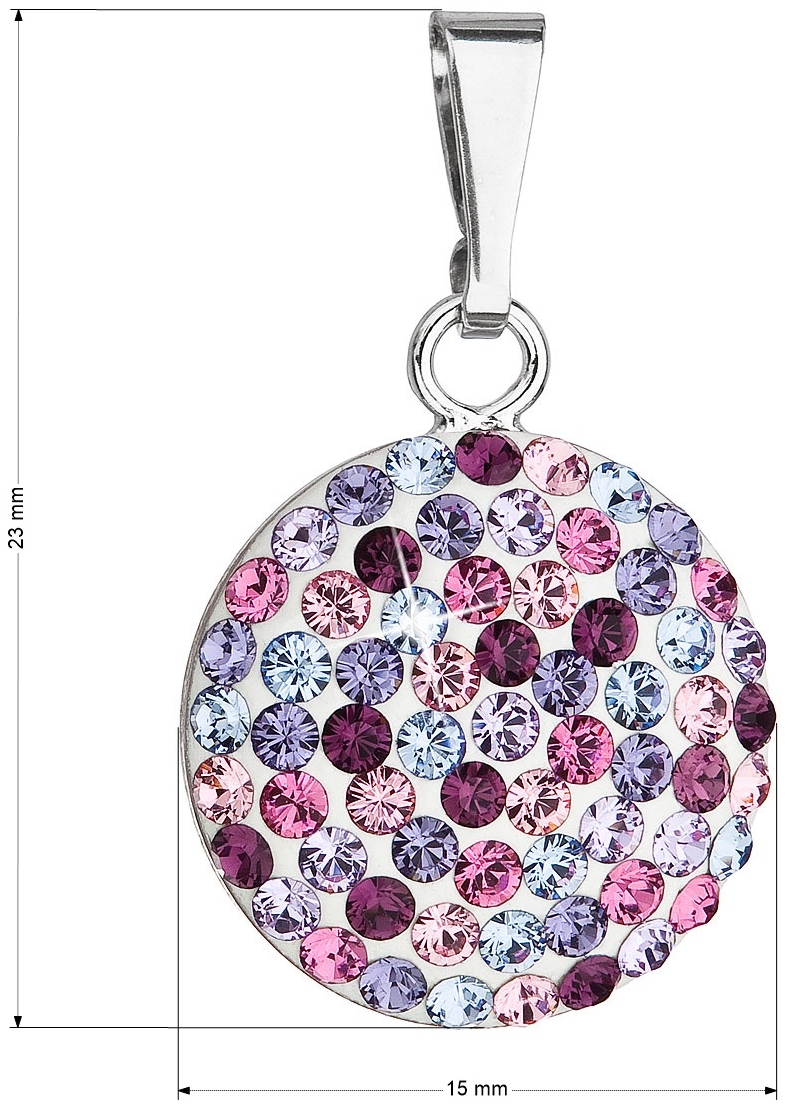 Strieborný prívesok s krištálmi Swarovski mix fialové okrúhly 34225.3