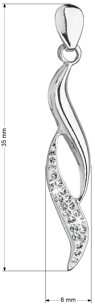 Strieborný prívesok so Swarovski kryštálmi biela vlnka 34256.1