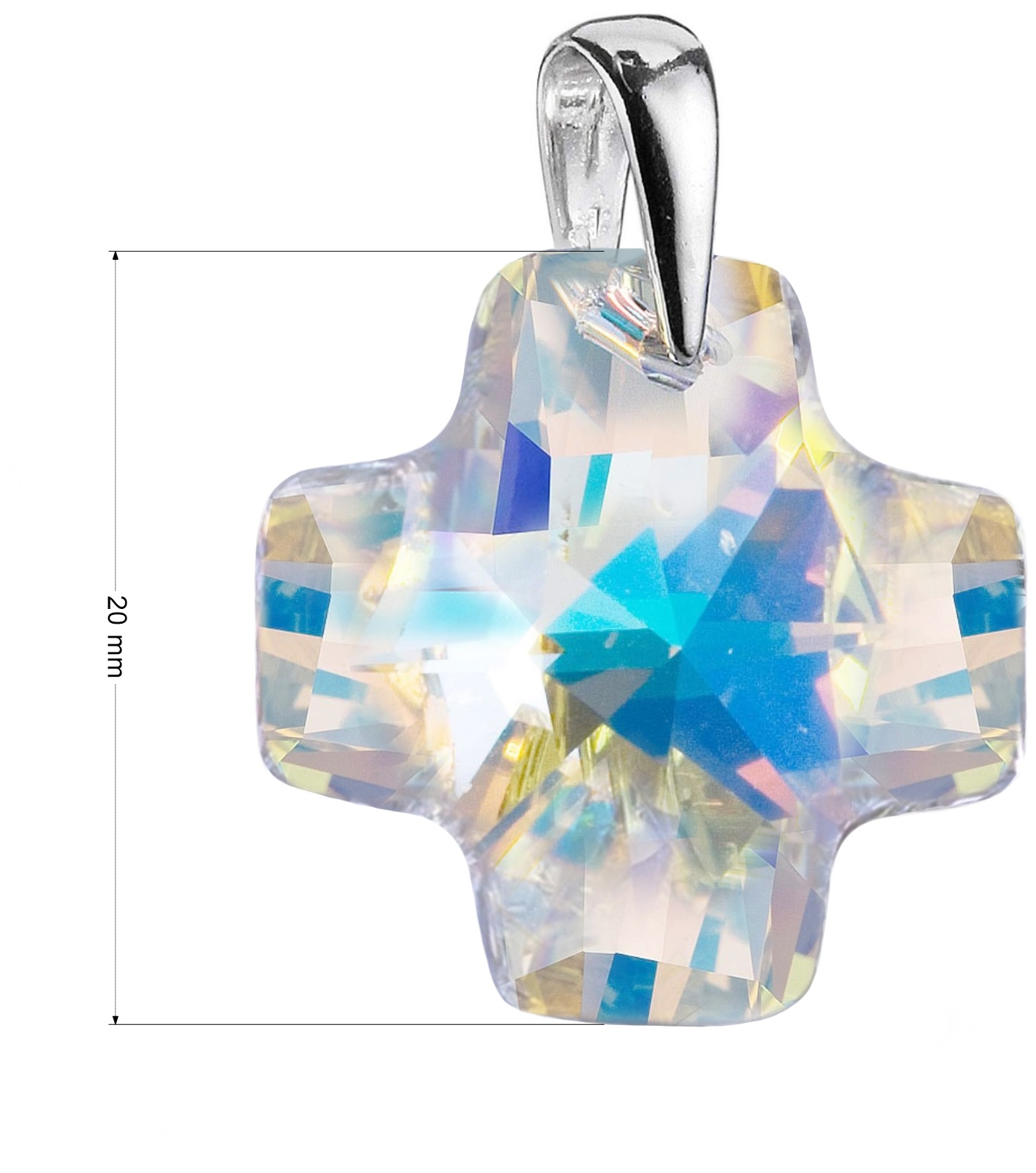 Strieborný prívesok s kryštálom Swarovski AB efekt kríž 34011.2 ab