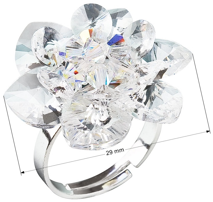 Strieborný prsteň s krištáľmi Swarovski biely kvietok 35012.1