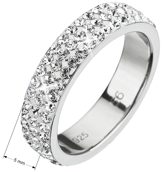 Strieborný prsteň s kryštálmi Preciosa biely 35001.1 white