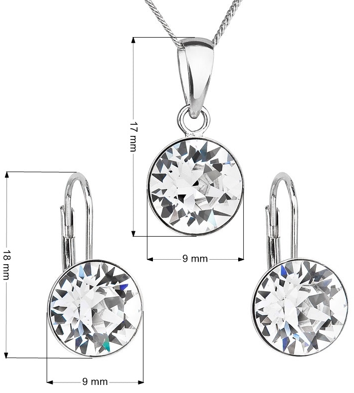 Sada šperkov s krištáľmi Swarovski náušnice a prívesok biele okrúhle 39140.1