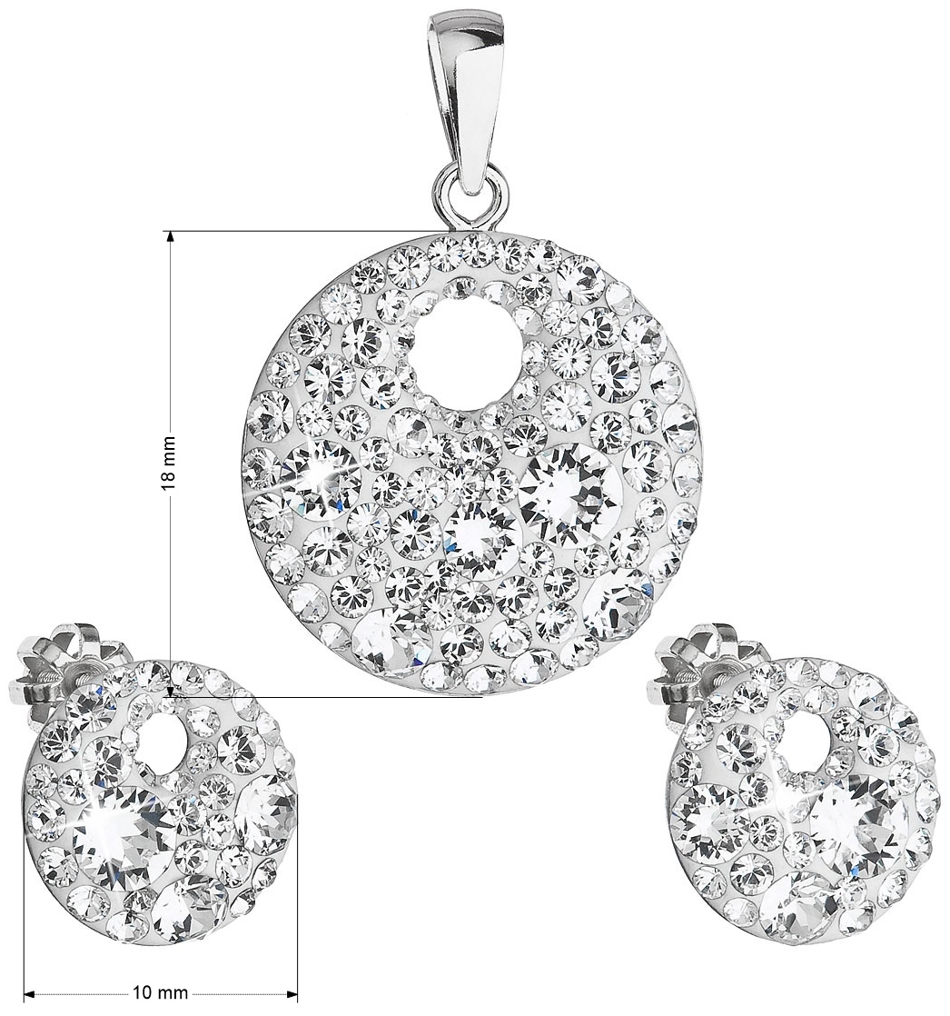 Sada šperkov s kryštálmi Preciosa náušnice a prívesok bielej okrúhle 39148.1 crystal