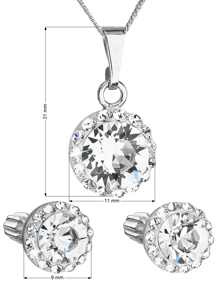 Sada šperkov s krištálmi Swarovski náušnice, retiazka a prívesok biele okrúhle 39352.1