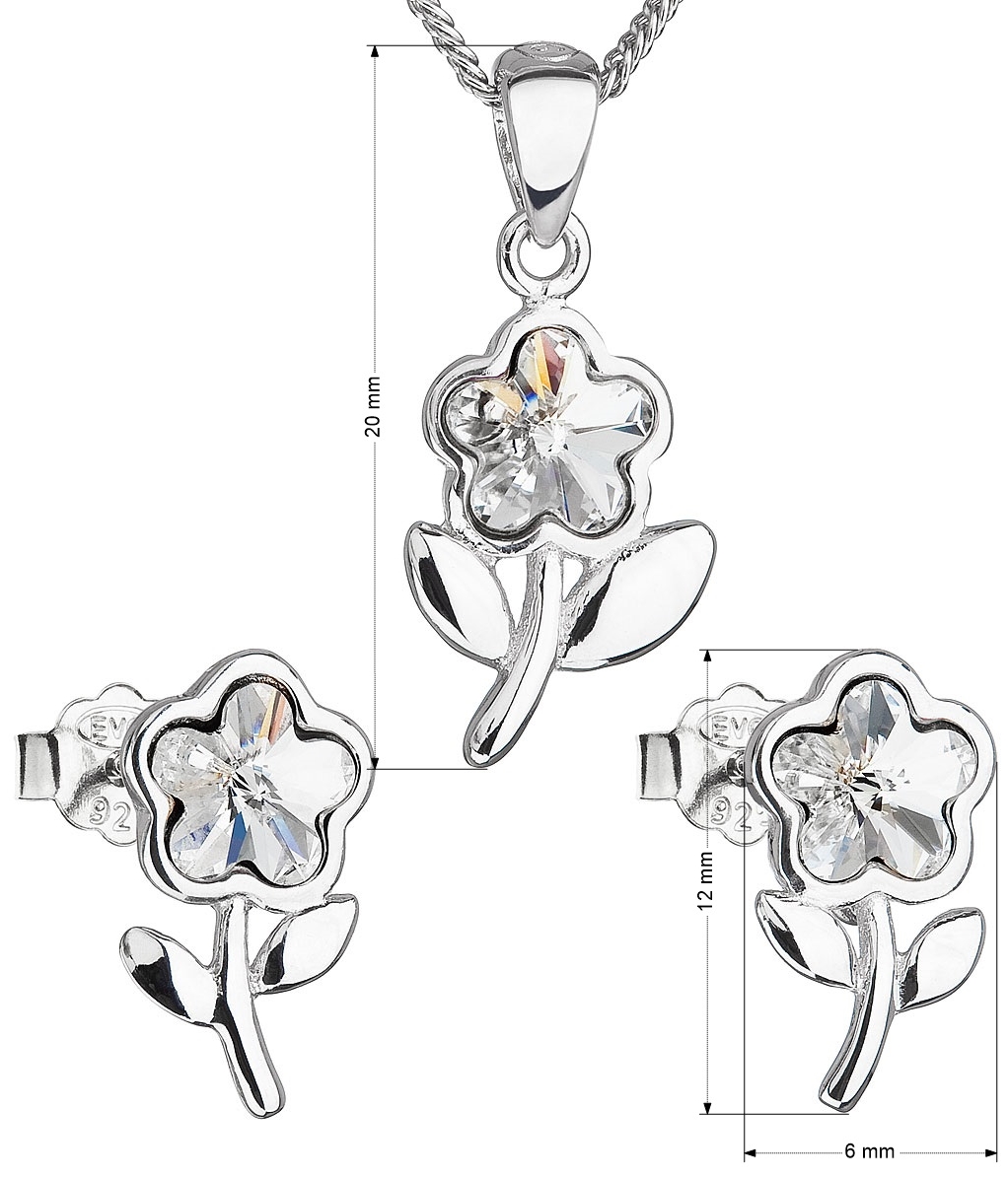 Sada šperkov s krištálmi Swarovski náušnice,retiazka a prívesok biela kytička 39172.1