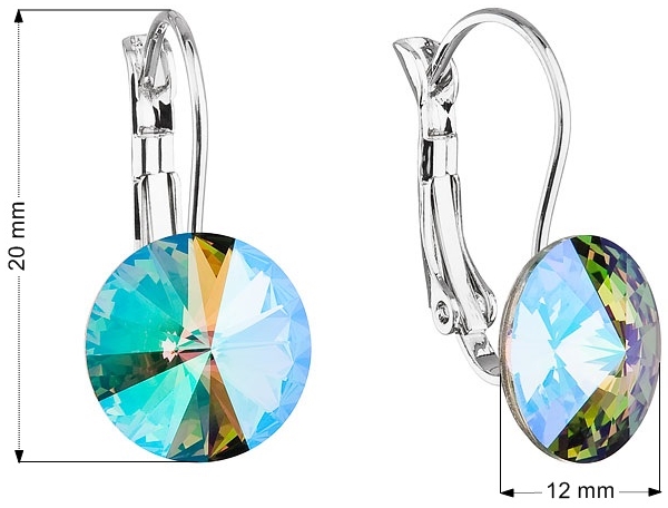 Náušnice bižutéria so Swarovski krištáľmi zelené fialové okrúhle 51002.5