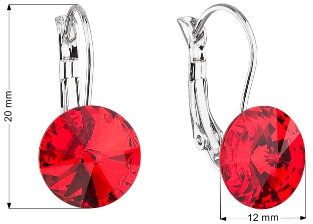 Náušnice bižutéria so Swarovski krištáľmi červené okrúhle 51002.3