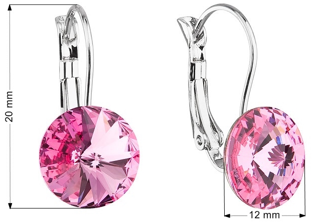 Náušnice bižutéria so Swarovski krištáľmi ružové okrúhle 51002.3 rose