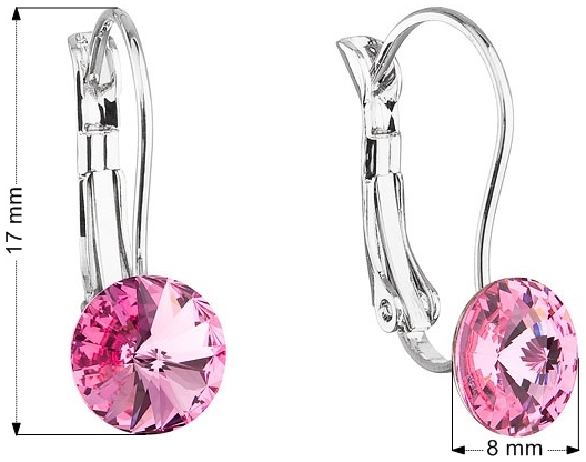 Náušnice bižutéria se Swarovski krištáľmi ružové okrúhle 51031.3 rose