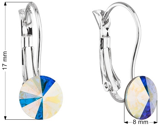 Náušnice bižutéria so Swarovski krištáľmi AB efekt okrúhle 51031.2