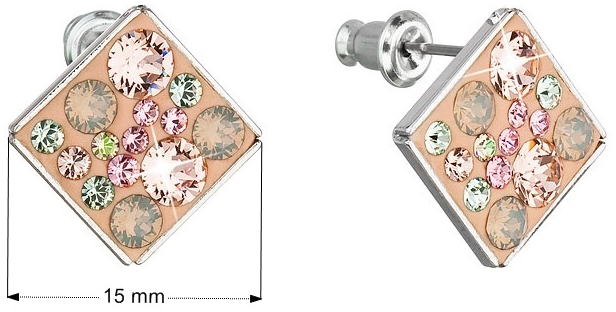 Náušnice bižutéria so Swarovski krištáľmi oranžové kosoštvorec 51032.3