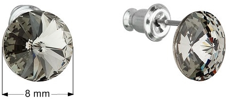 Náušnice bižutéria so Swarovski krištáľmi šedé okrúhle 51037.3