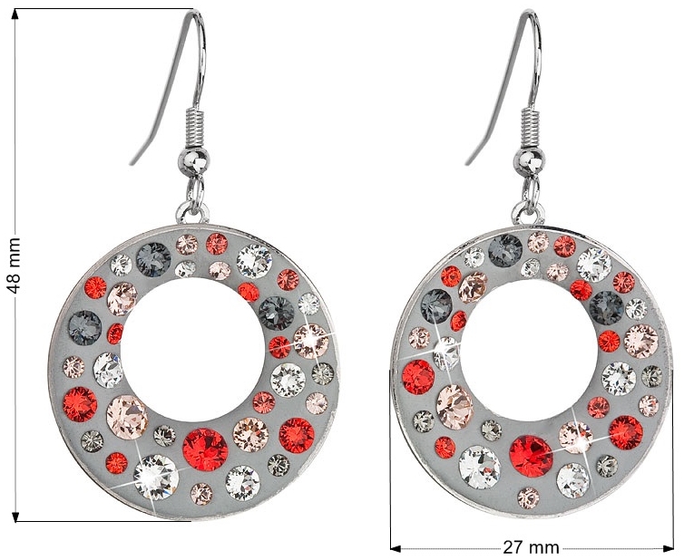 Náušnice bižutéria so Swarovski krištáľmi oranžovej okrúhle 51040.3