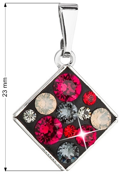Prívesok bižutéria so Swarovski krištáľmi červený kosoštvorec 54020.3