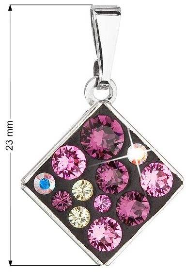 Prívesok bižutéria so Swarovski krištáľmi fialový kosoštvorec 54020.3