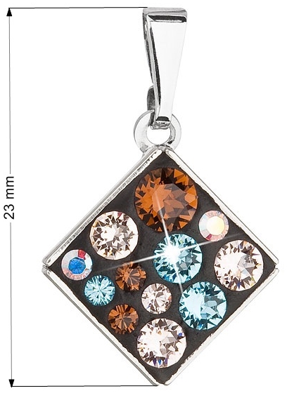Prívesok bižutéria so Swarovski krištáľmi modrý kosoštvorec 54020.3 aqua