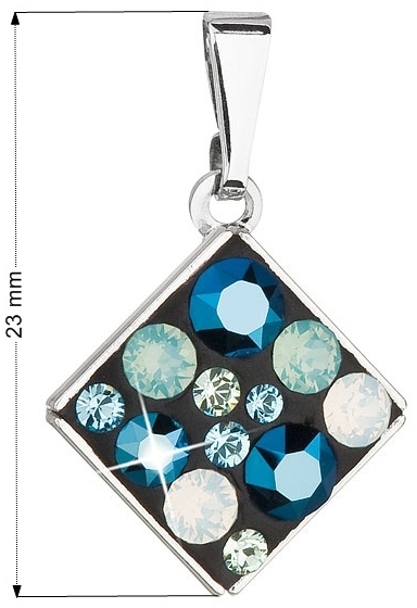 Prívesok bižutéria so Swarovski krištáľmi modrý kosoštvorec 54020.4