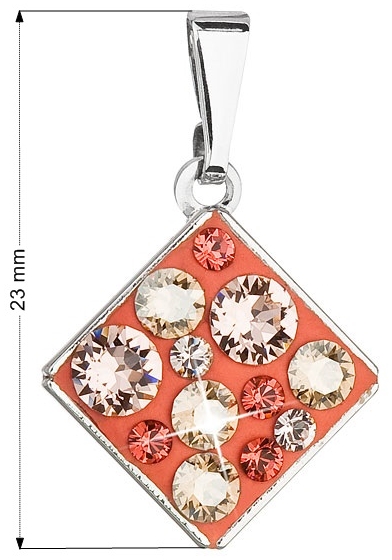 Prívesok bižutéria so Swarovski krištáľmi oranžový kosoštvorec 54020.4