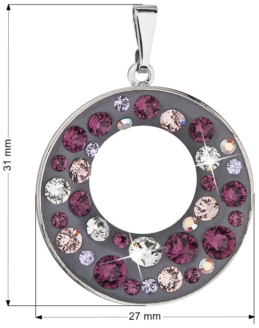 Prívesok bižutéria so Swarovski krištáľmi fialový okrúhly 54026.3 plum