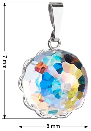 Strieborný prívesok s kryštálom Swarovski ab efekt gulička 74084.2 ab