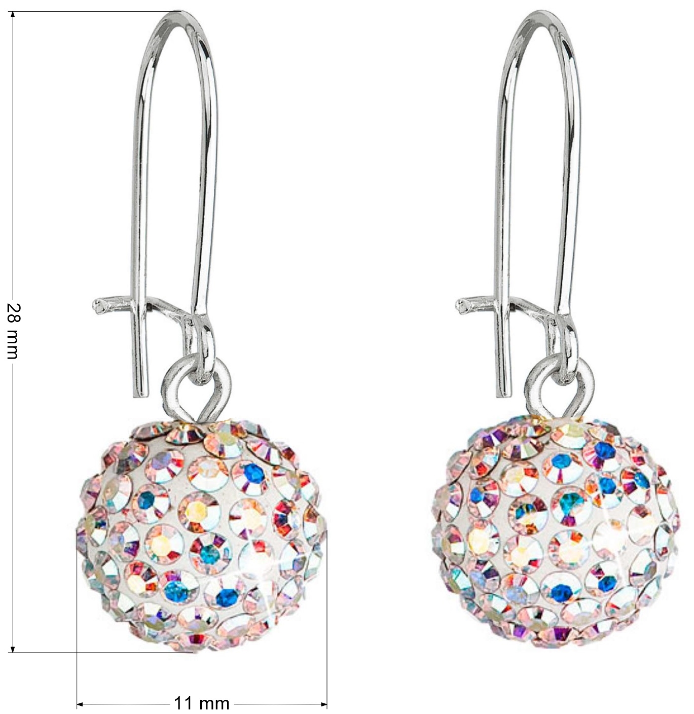 Náušnice bižutéria visiace s kryštálmi okrúhle ab 71119.2 crystal ab