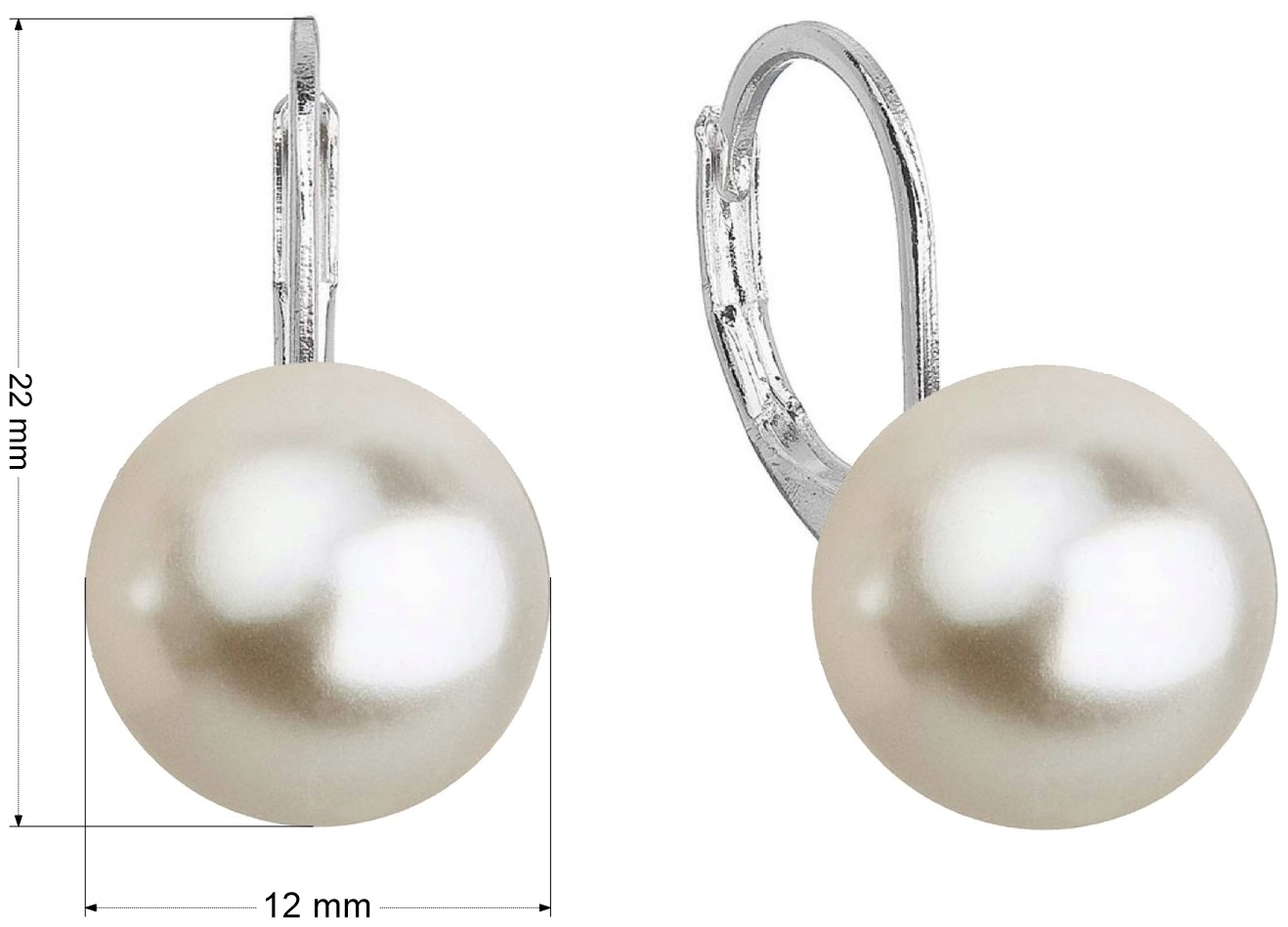 Náušnice bižutérny visiace so syntetickou perlou biela 71122.1 white