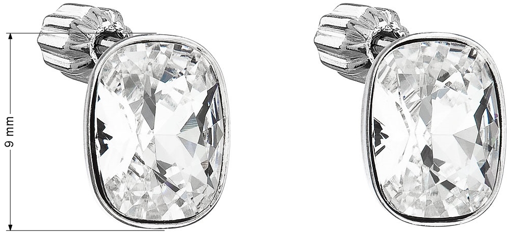 Strieborné náušnice perličky s krištálmi Swarovski biely obdĺžnik 31279.1