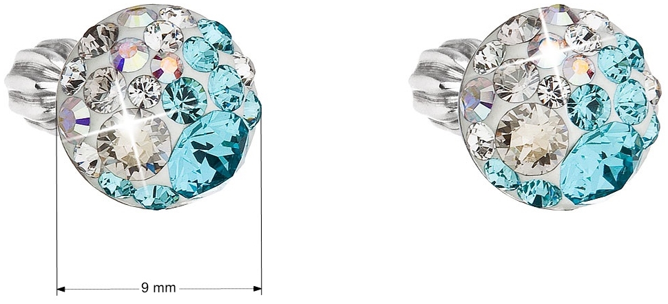 Strieborné náušnice kôstky s krištálmi Swarovski modré okrúhle 31336.3 light turquoise