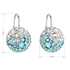 Strieborné náušnice visiace s krištálmi Swarovski modré okrúhle 31176.3 light turquoise