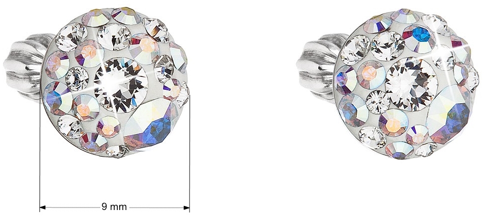 Strieborné náušnice kôstky s krištálmi Swarovski ab efekt okrúhle 31336.2
