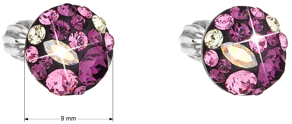 Strieborné náušnice kôstky s krištálmi Swarovski fialové okrúhle 31336.3 amethyst