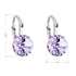 Strieborné náušnice visiace s krištálmi Swarovski fialové okrúhle 31229.3 violet