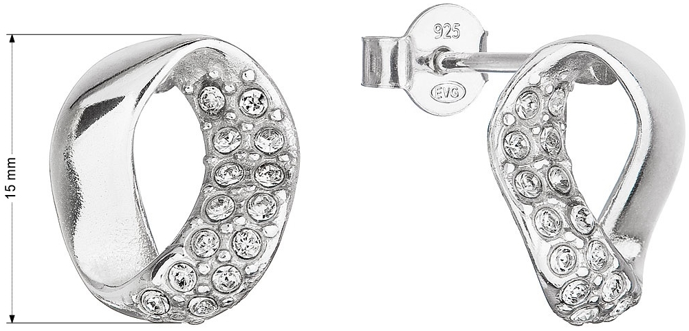 Strieborné náušnice kôstky s kryštálmi Swarovski oválne 31308.1