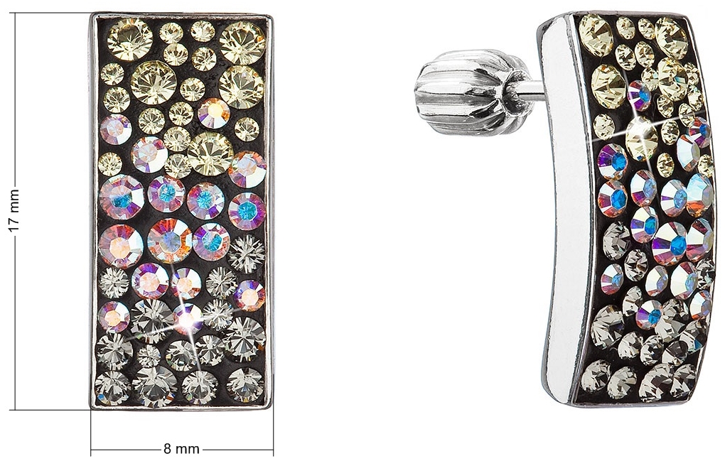 Strieborné visiace náušnice so Swarovski kryštálmi mesačné 31303.3 moonlight