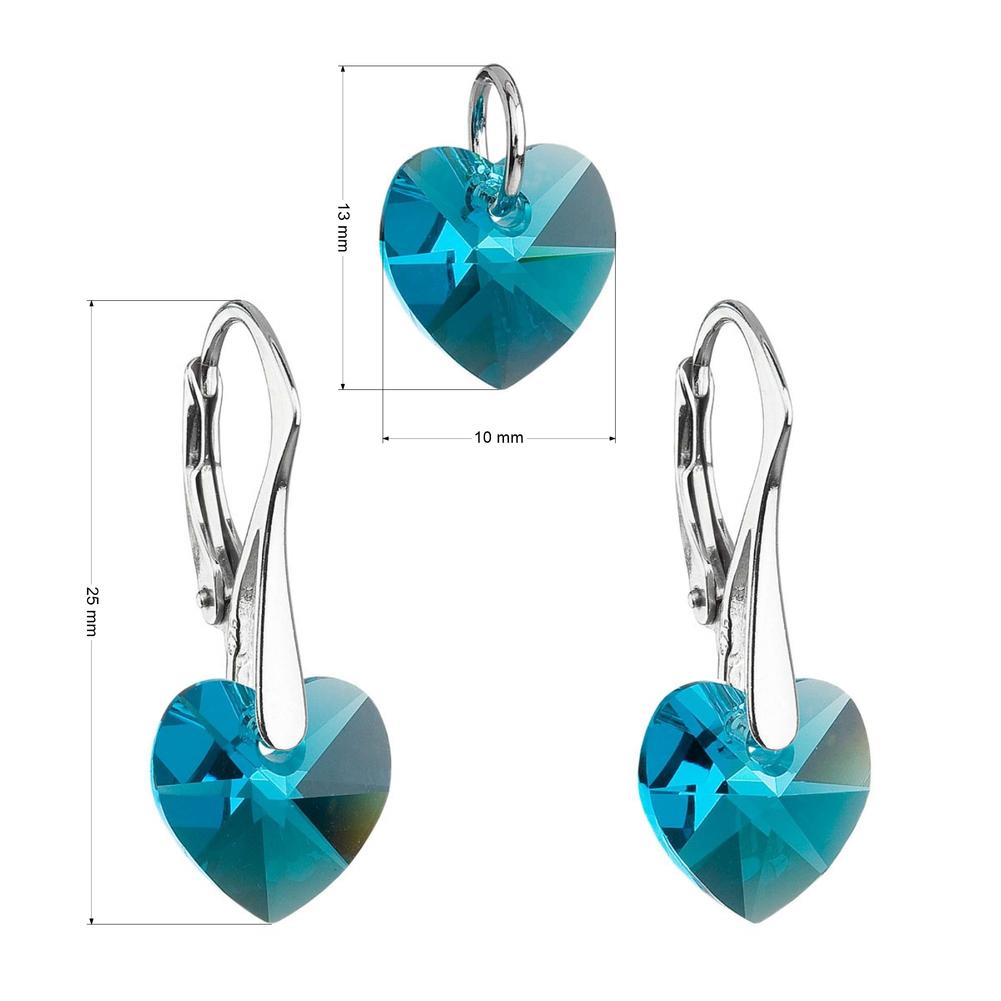 Sada šperkov s krištáľmi Swarovski náušnice a prívesok modré srdcia 39003.3