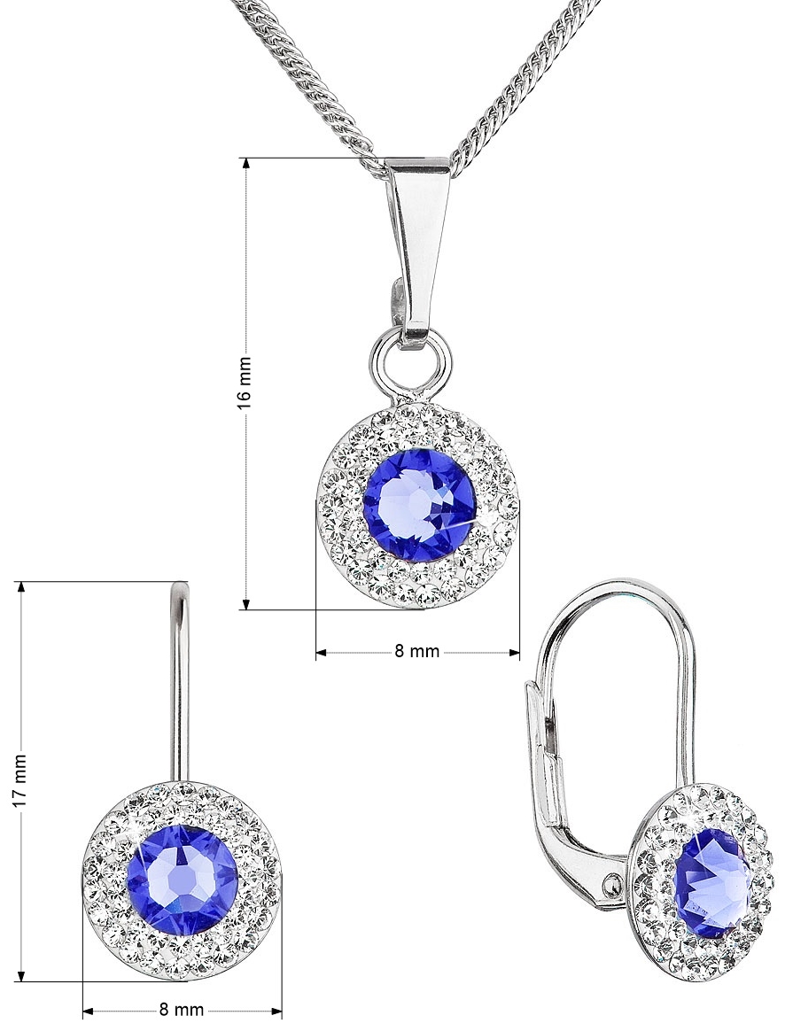 Sada šperkov s kryštálmi Swarovski náušnice a prívesok modré okrúhle 39109.3sapphire