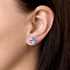 Strieborné náušnice kôstka s krištáľmi Swarovski fialový kosoštvorec 31169.3