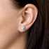 Strieborné náušnice kôstka s krištáľmi Swarovski a bielou perlou okrúhle 31214.1