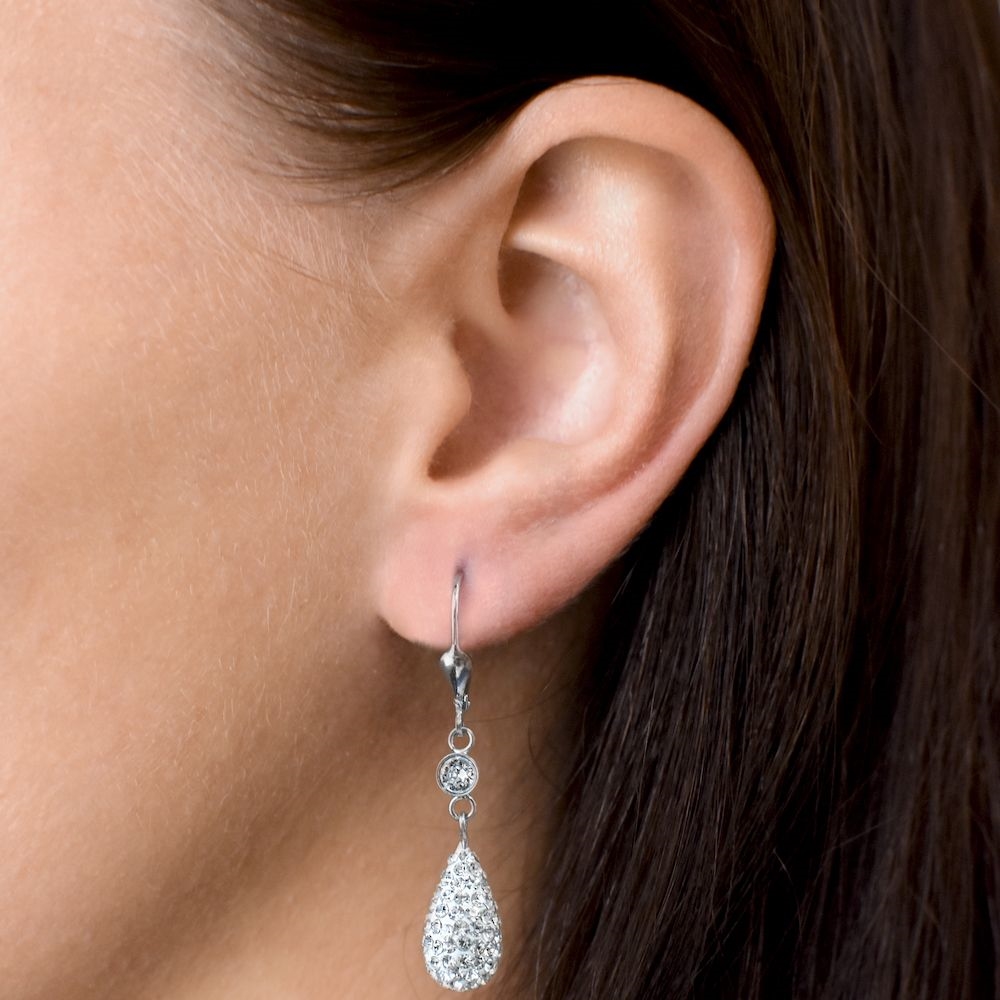 Sada šperkov s krištáľmi Swarovski náušnice a prívesok biele perly slza 39121.1