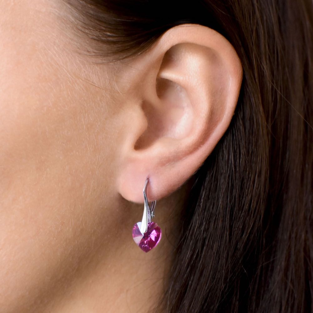 Sada šperkov s krištáľmi Swarovski náušnice a prívesok ružové srdcia 39003.4