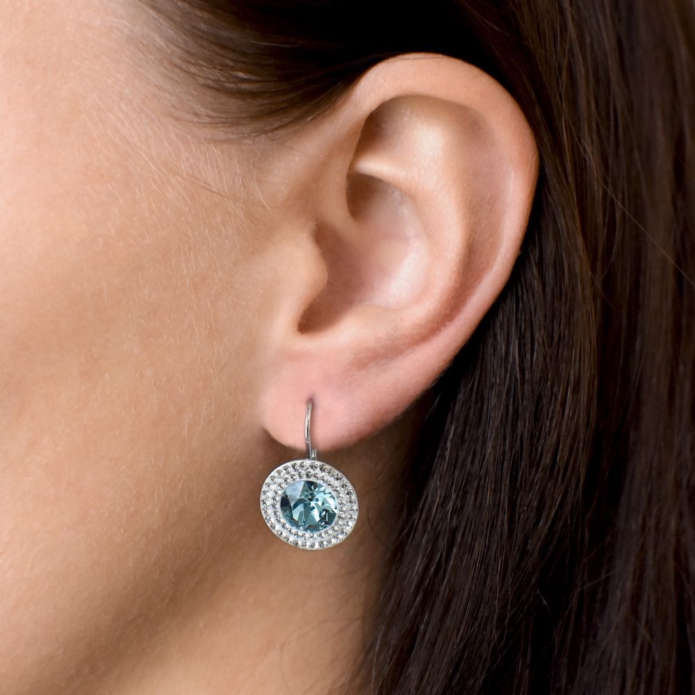 Sada šperkov s krištáľmi Swarovski náušnice a prívesok modré okrúhle 39107.3 turquoise