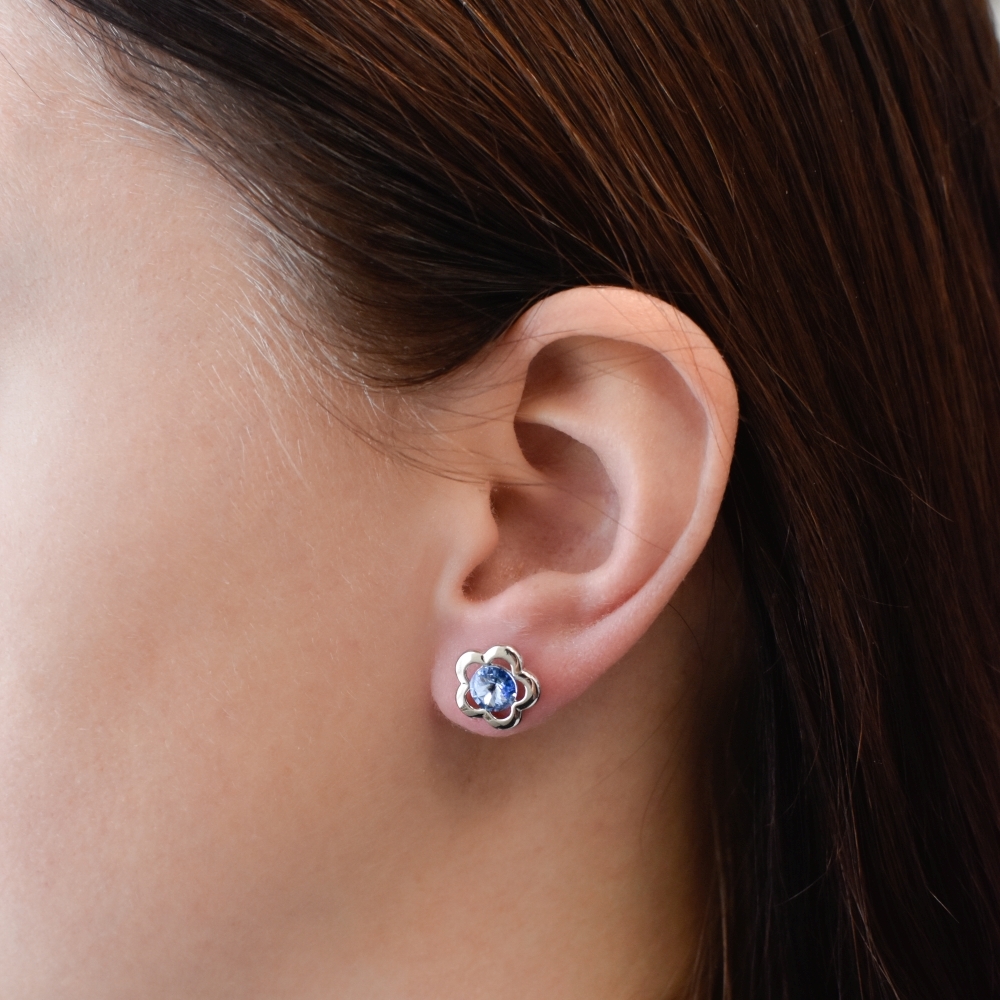 Sada šperkov s krištálmi Swarovski náušnice,retiazka a prívesok modrá kytička 39173.3
